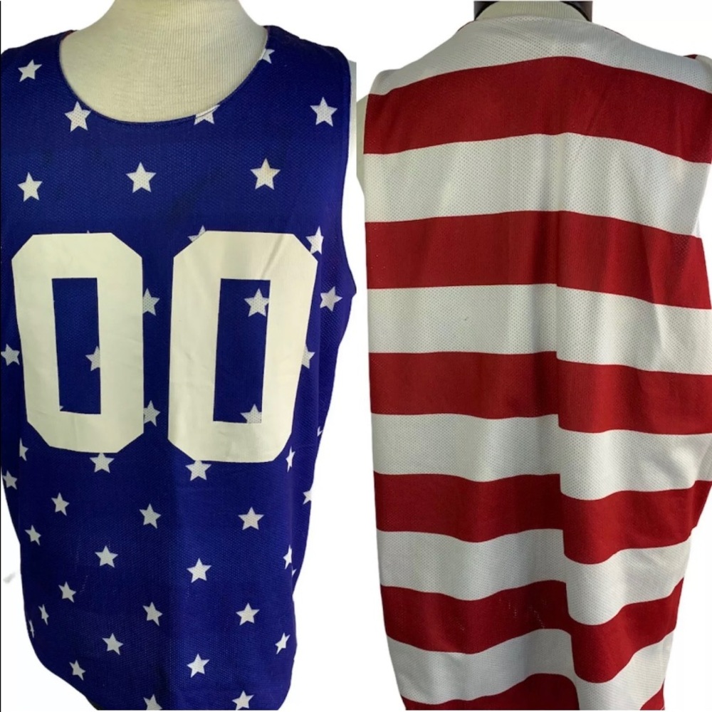 Large On the Byas Men's Reversible 00 Tank Flag Red White Blue